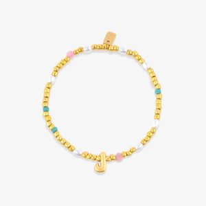 Initial Pearl & Seed Bead Stretch Bracelet