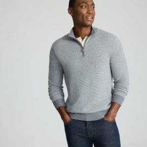 Textured Merino Wool Quarter-Zip Sweater