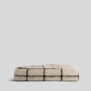 Alpaca Boucle Windowpane Throw (Natural with Onyx)