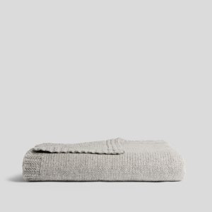 Classic Knit Alpaca Throw (Light Heather Grey)