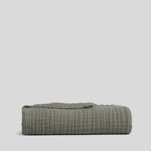 Cloud Linen Gauze Throw (Moss)