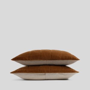 Hand Stitched Velvet Quilted Sham (Tobacco)