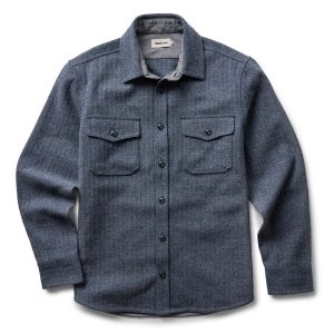 The CPO Overshirt in Indigo Ash Wool Herringbone