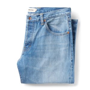 The Straight Jean in Light Wash Organic Selvedge