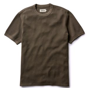 The Organic Cotton Short Sleeve Crew in Fatigue Olive Waffle
