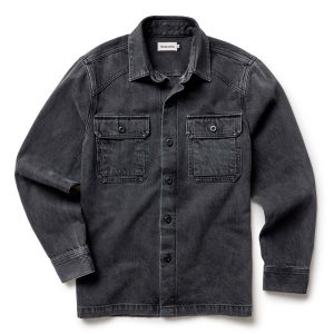 The Shop Shirt in Washed Black Organic Slub Selvedge