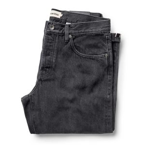 The Straight Jean in Washed Black Organic Slub Selvedge