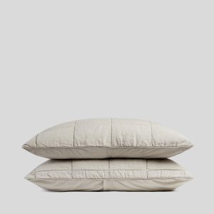Linen Box Quilted Sham Set (Bone)