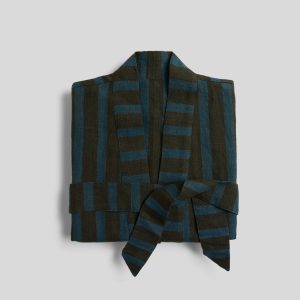 Linen Stripe Robe (Evergreen and Peacock)
