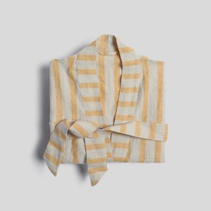 Linen Stripe Robe (Natural and Yellow)