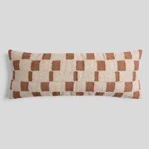 Modern Wool Lumbar Pillow Cover (Natural and Tobacco)