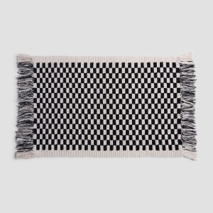 Organic Checkered Bath Rug (Natural and Black)