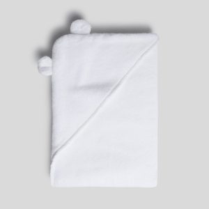 Organic Hooded Baby Towel with Ears (White)