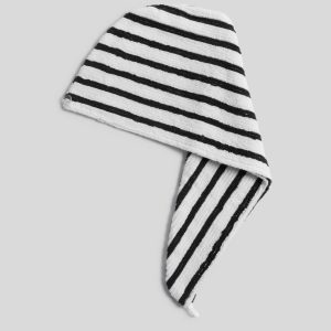 Organic Resort Stripe Hair Wrap (Plaster with Soft Black)