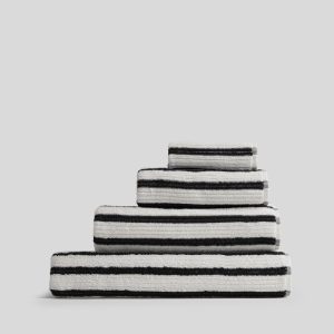 Organic Resort Stripe Towels (Plaster with Soft Black)