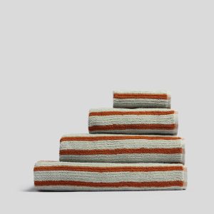 Organic Resort Stripe Towels (Sage with Russet)