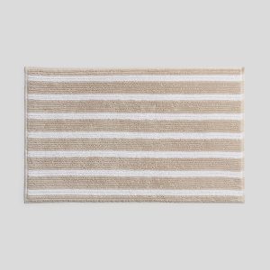 Organic Resort Stripe Tub Mat (Bone with White)