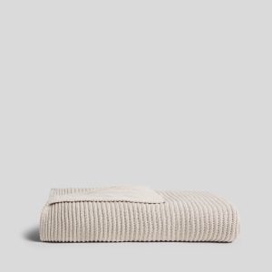 Organic Rib Knit Throw (Bone)