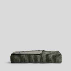 Organic Two Tone Rib Knit Throw (Moss and Evergreen)