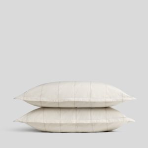 Percale Sham Set (Bone Stripe)