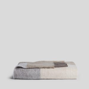 Plaid Wool Alpaca Throw (Natural Plaid)