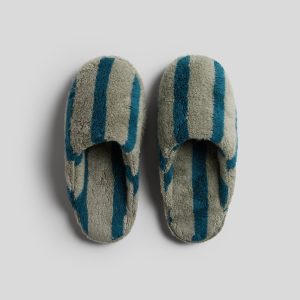 Terry Stripe Slippers (Moss and Peacock)